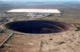 Aerial Photograph of Abandoned Open Pit Copper Mine