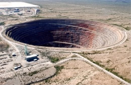 Aerial Photograph of Abandoned Open Pit Copper Mine