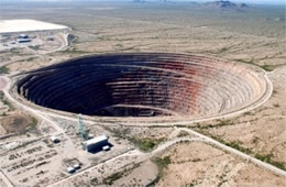 Aerial Photograph of Abandoned Open Pit Copper Mine