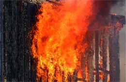 Exterior Wall Frame Engulfed in Flame