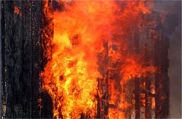 Exterior Wall Frame Engulfed in Flame