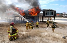 Firefighters Train at a Beach House Live Burn