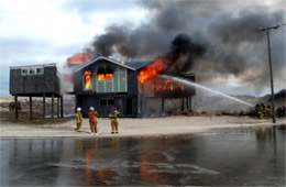 Firefighters Train at a Beach House Live Burn