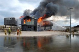 Firefighters Train at a Beach House Live Burn