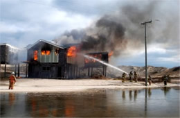 Firefighters Train at a Beach House Live Burn