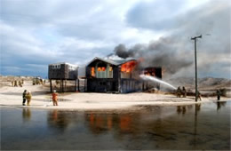 Firefighters Train at a Beach House Live Burn