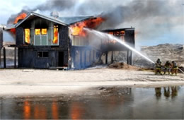 Firefighters Train at a Beach House Live Burn