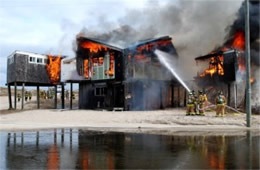 Firefighters Train at a Beach House Live Burn