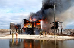 Firefighters Train at a Beach House Live Burn