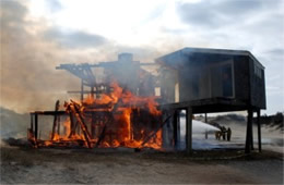 Firefighters Train at a Beach House Live Burn