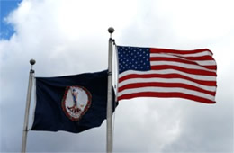 United States and Virginia Flags