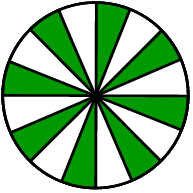 fraction circle eight-sixteenths alternating green 