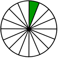 fraction circle one-sixteenth green