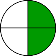 fraction circle two-fourths green