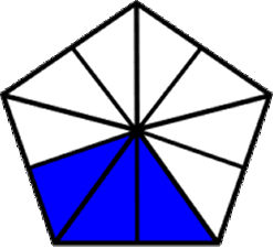 fraction three-tenths blue pentagon