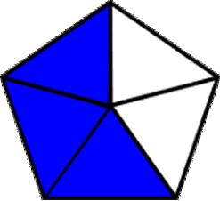 fraction three-fifths blue pentagon