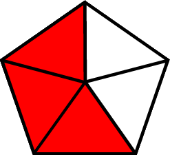 fraction three-fifths red pentagon