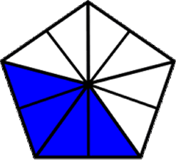fraction four-tenths blue pentagon