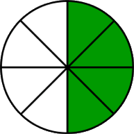 fraction circle four-eighths green