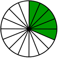 fraction circle five-sixteenths green