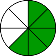 fraction circle five-eighths green