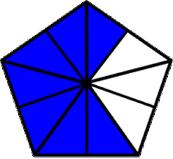 fraction seven-tenths blue pentagon