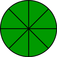 fraction circle eight-eighths green