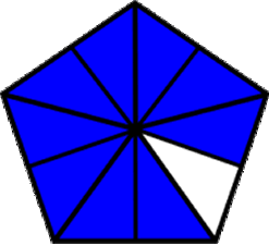 fraction nine-tenths blue pentagon