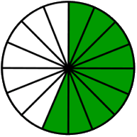fraction circle nine-sixteenths green