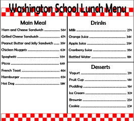 school lunch menu