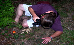 William photographing mushrooms in Louisiana